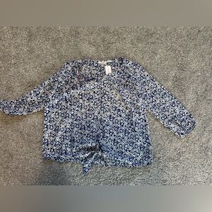 Collective Concepts Navy and White Floral Top